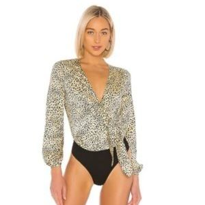 Lovers + Friends V-Neck Animal Print Bodysuit Size L